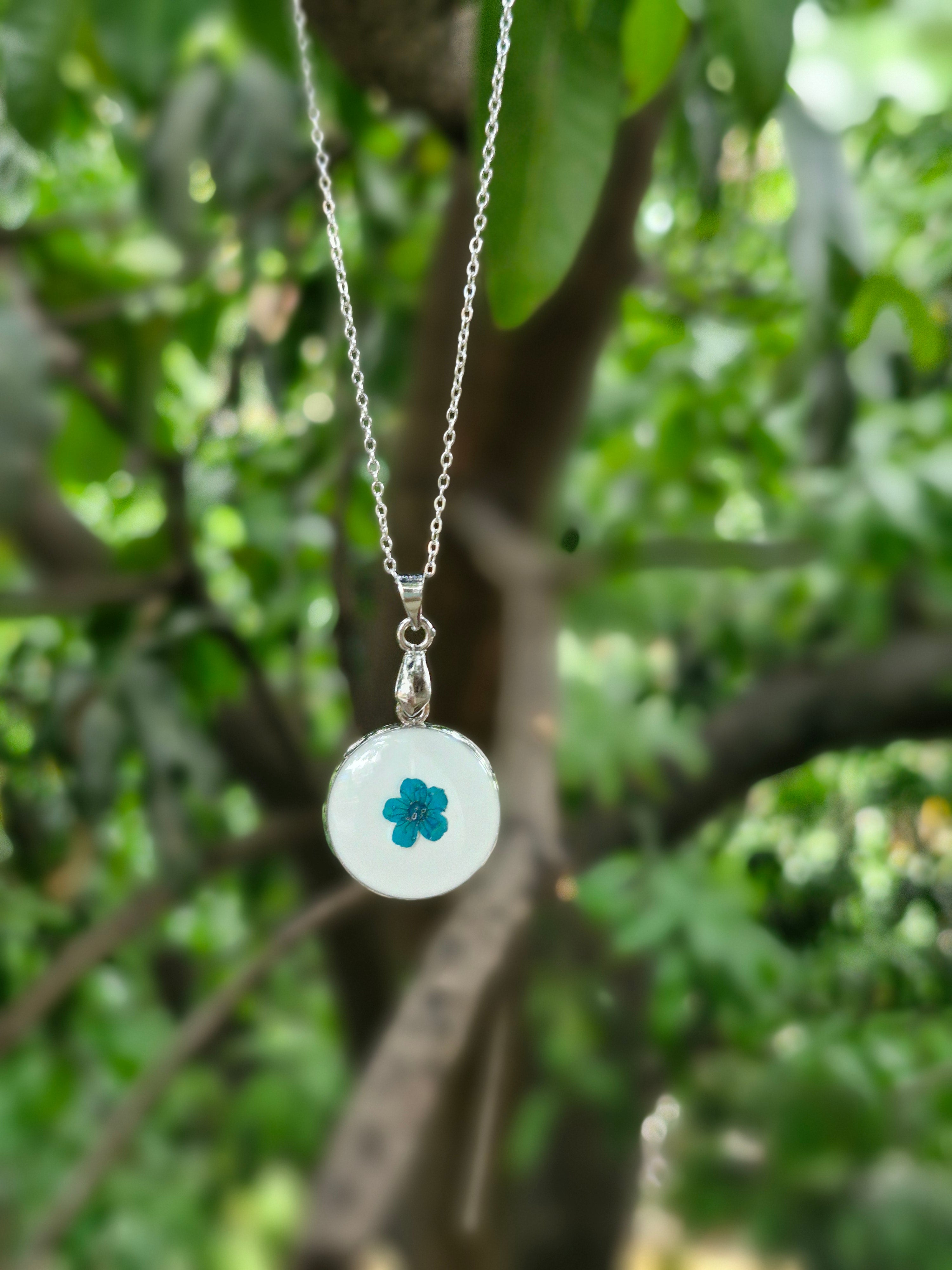 Azure Bloom Pendant – Frosted Petal Resin Collection