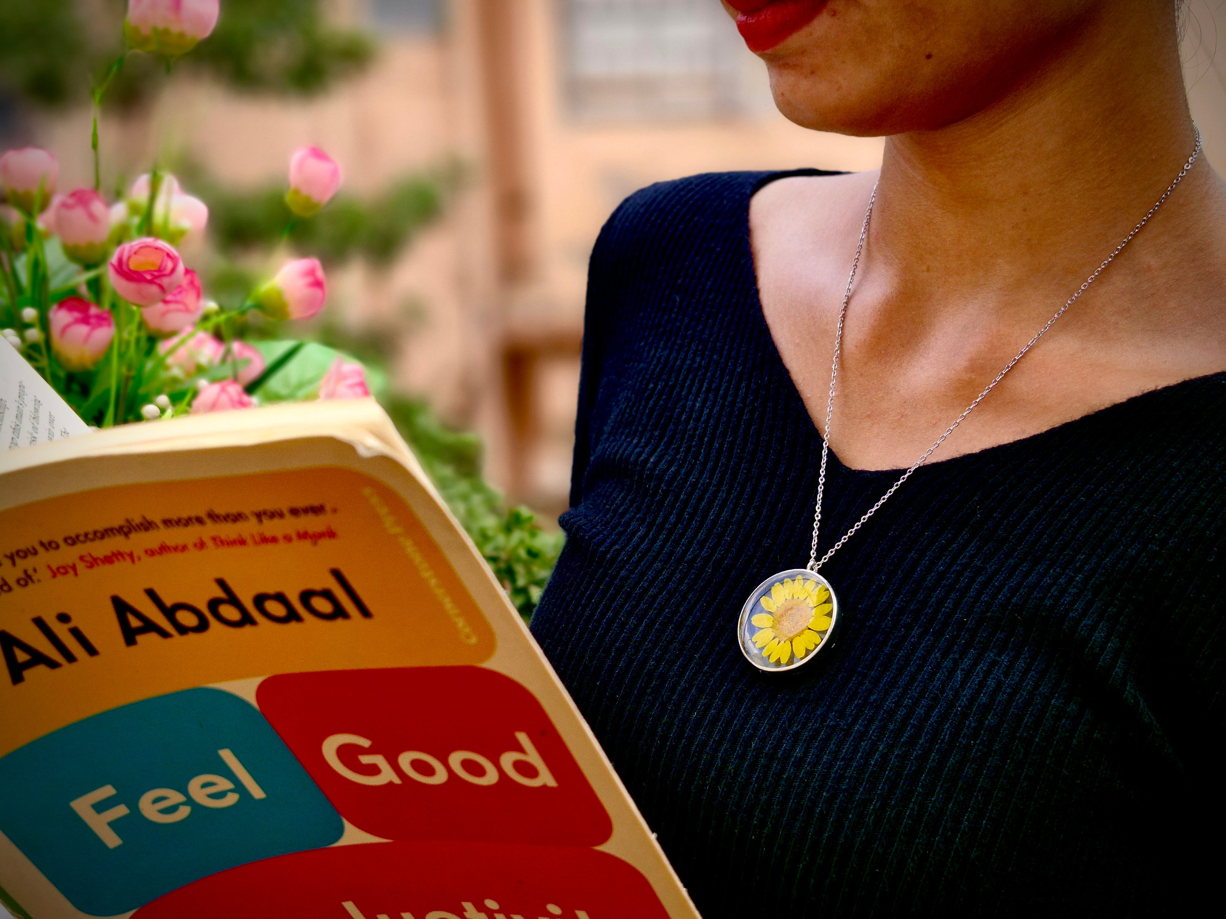 Sunflower Bloom Resin Necklace - Handmade Floral Jewelry