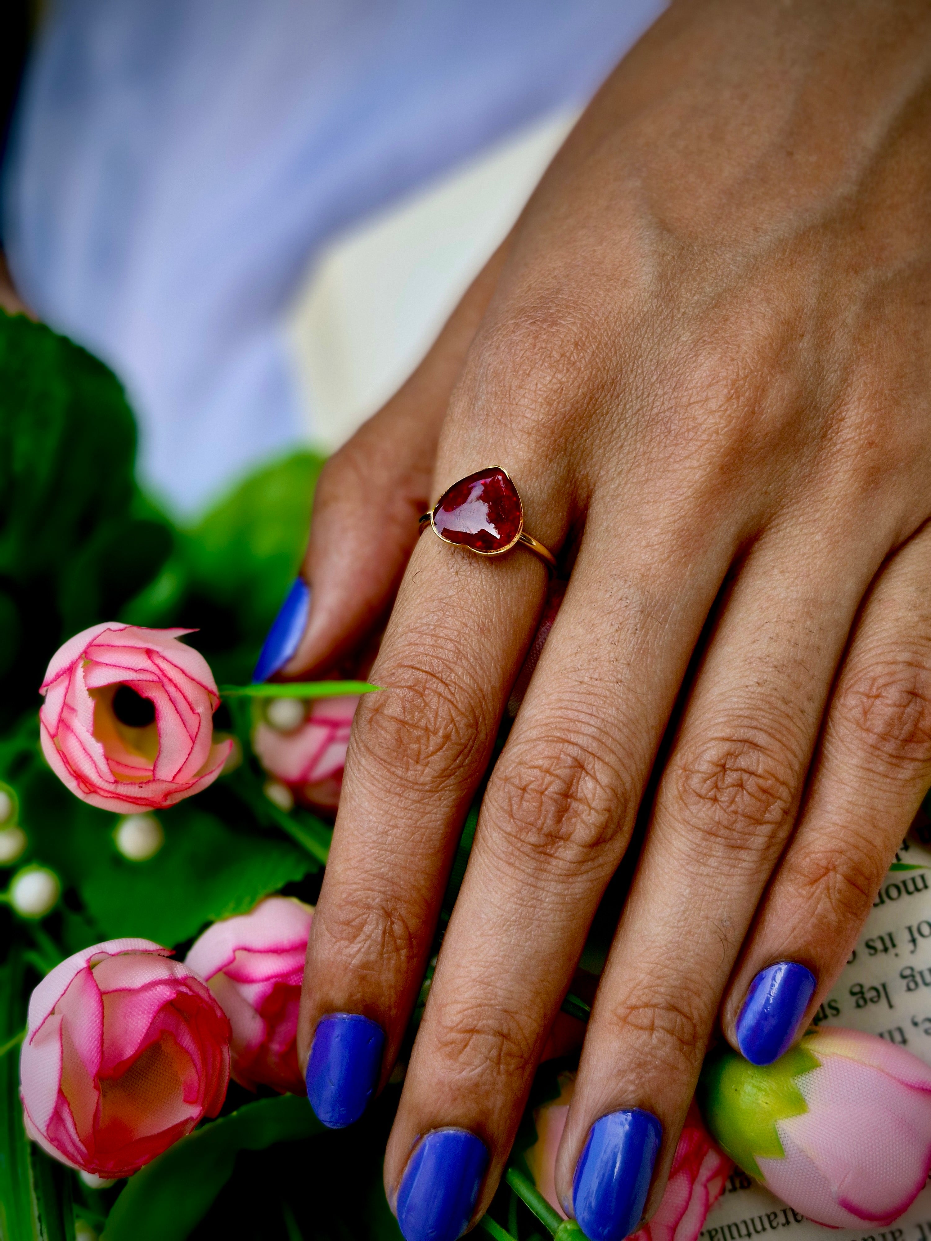 Heart-Shaped Red Resin Ring - Elegant Love Charm