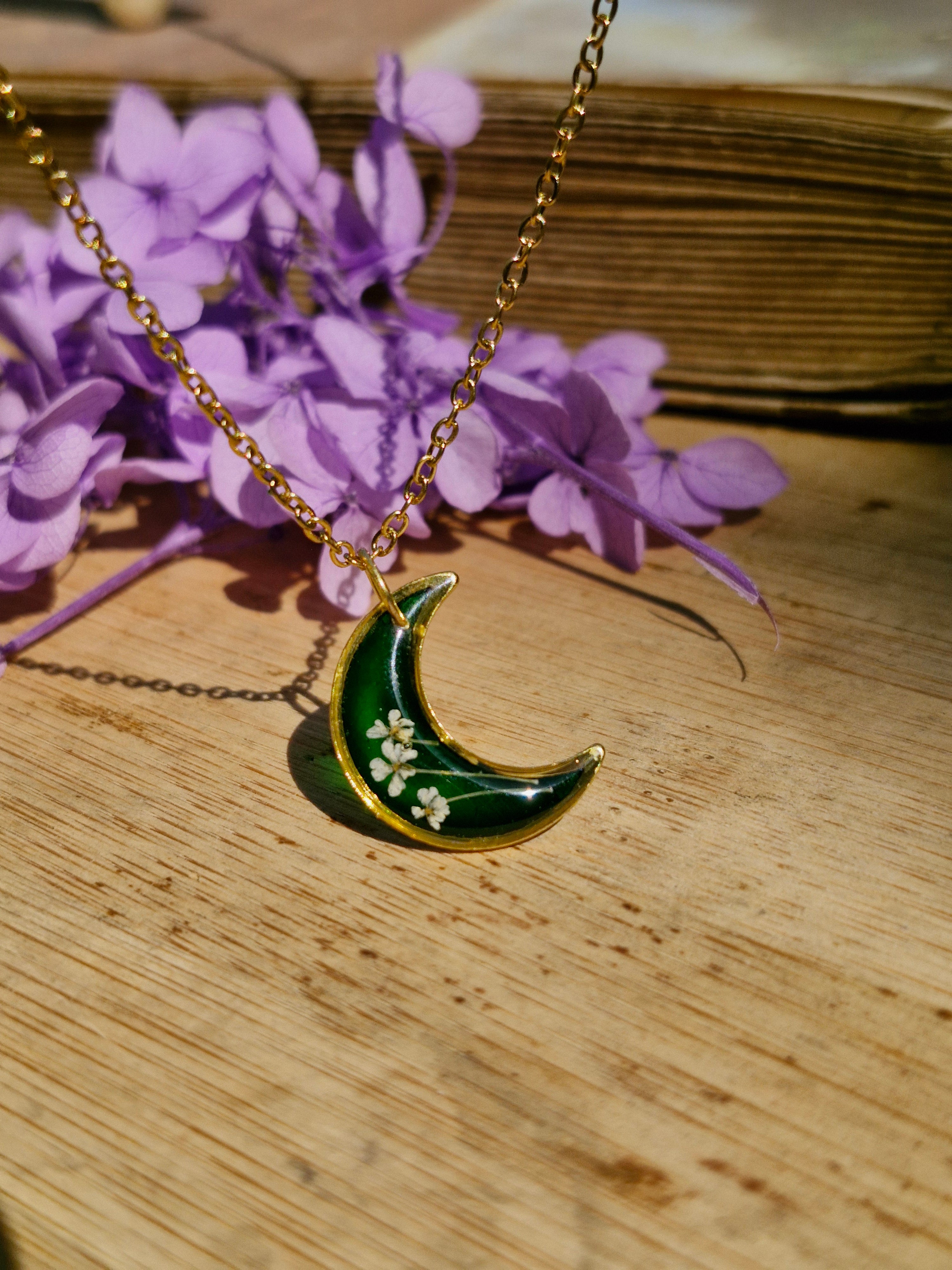 Moonlit Botanical Necklace - Forest Green Necklace