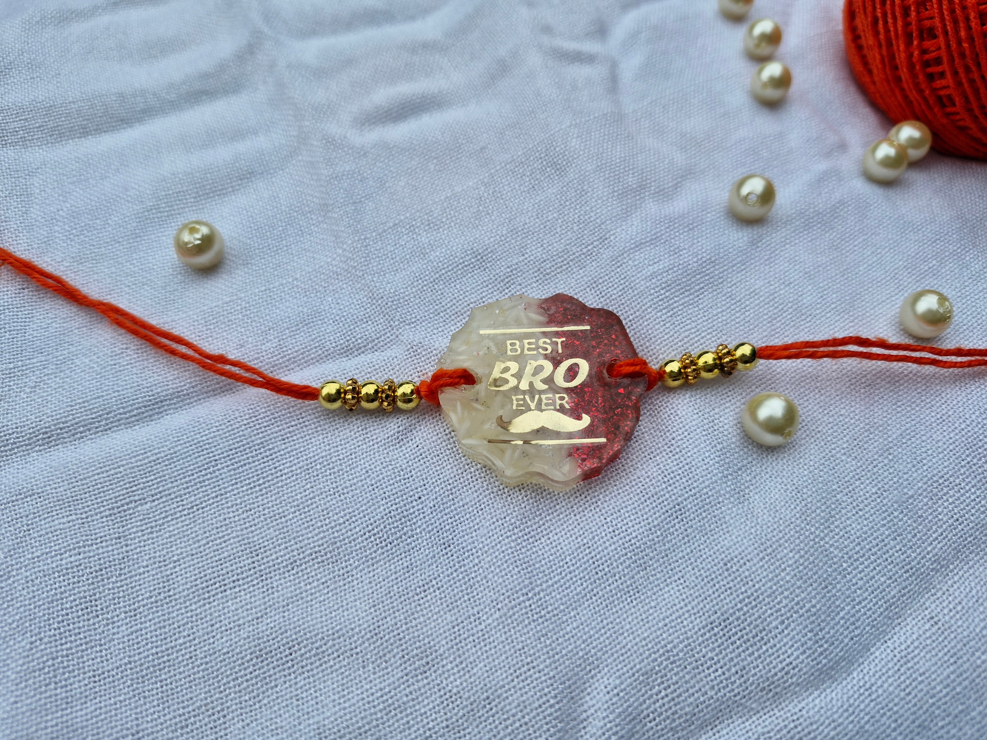 Best Bro Ever Rakhi – Resin Charm with Gold Beads