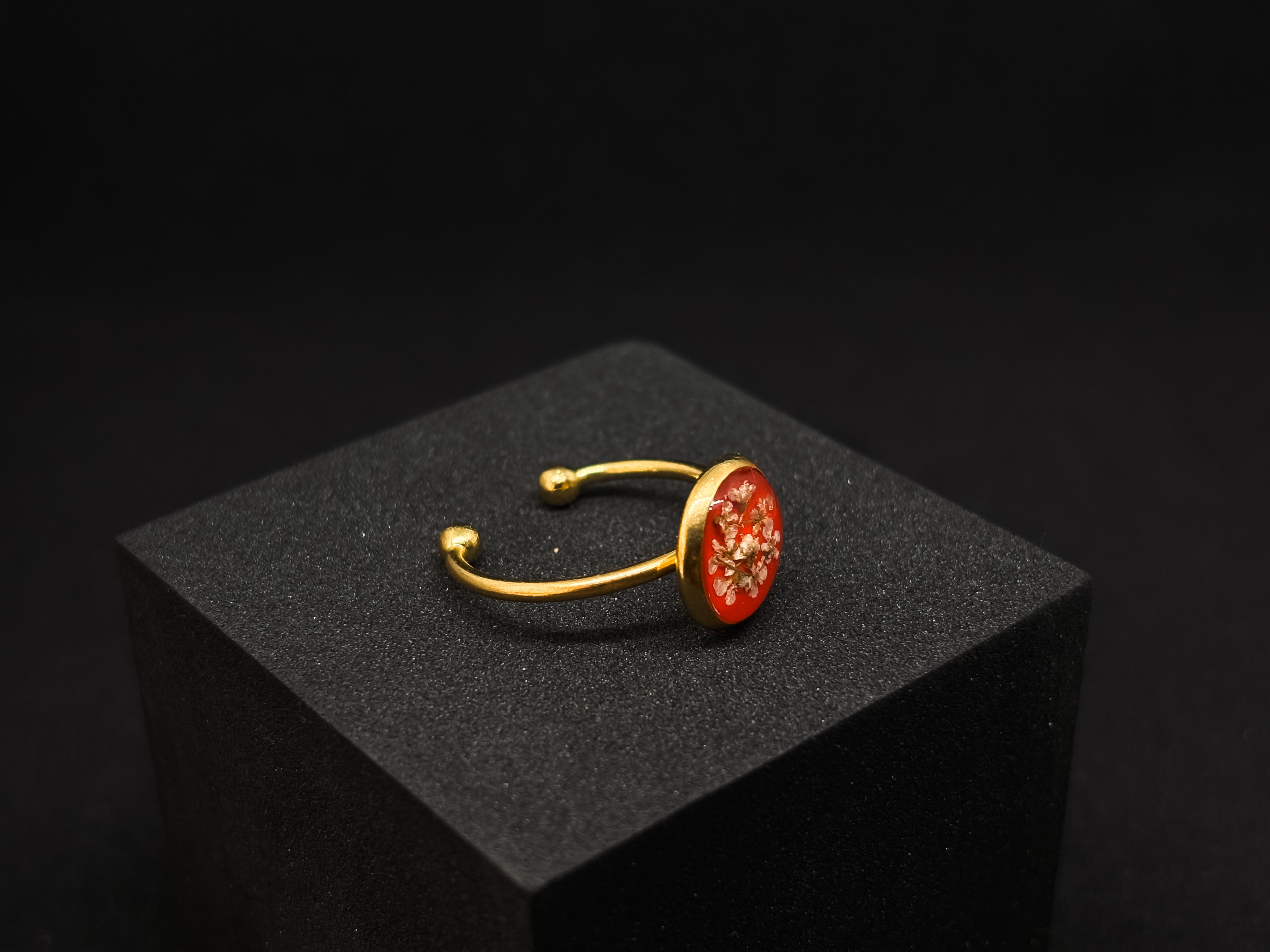 Orange Blossom Resin Pendant Ring - Petal Perfection Handcrafted Statement Jewelry