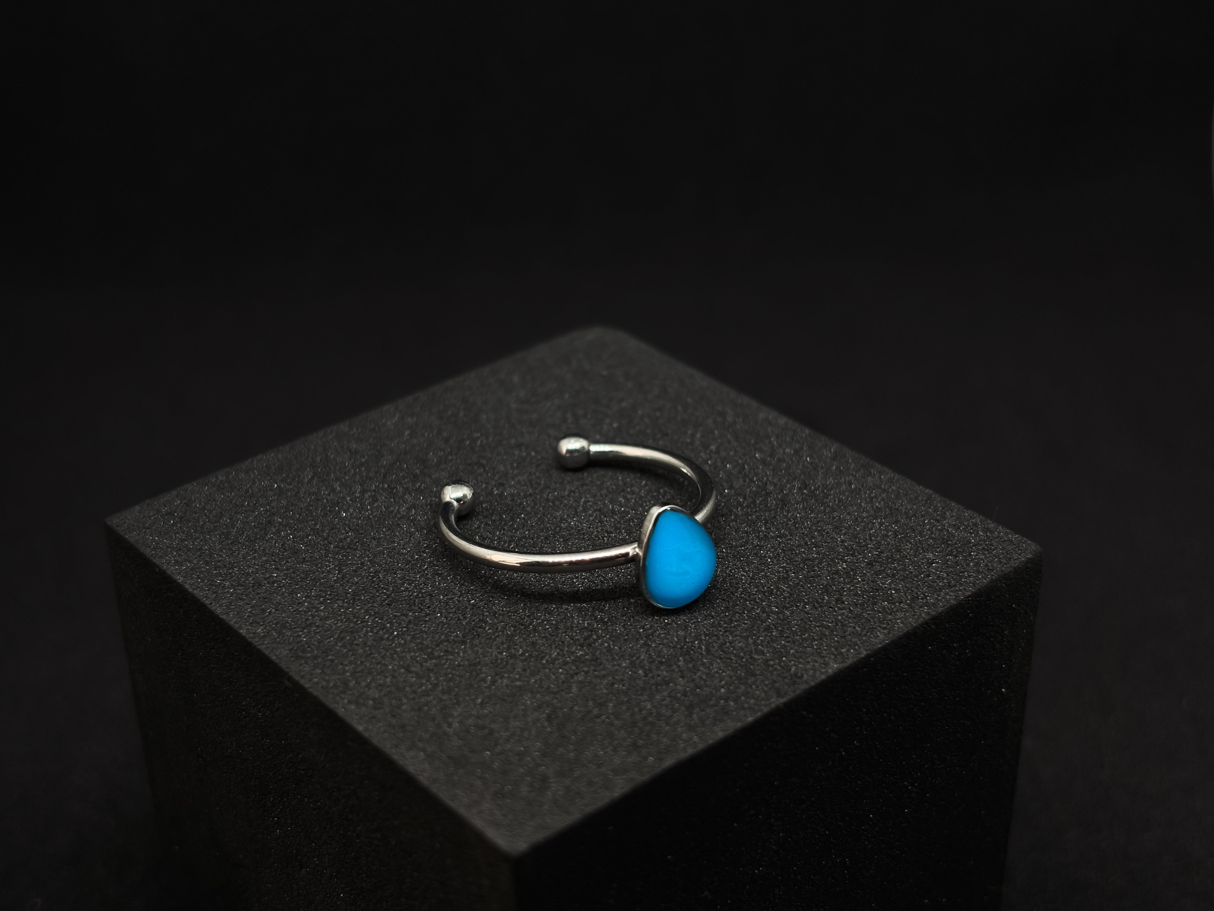 Blue Teardrop Resin Ring - Handcrafted Minimalist Jewelry