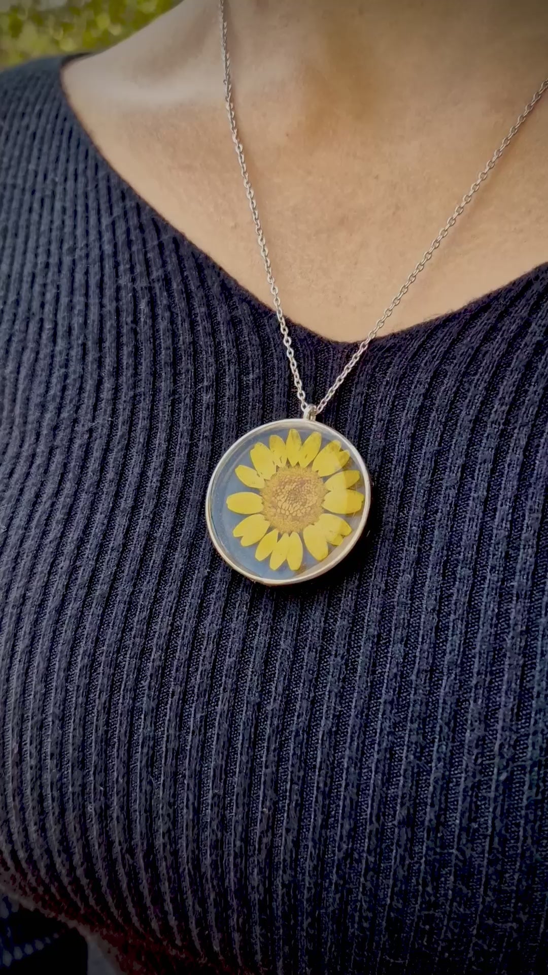 Sunflower Bloom Resin Necklace - Handmade Floral Jewelry