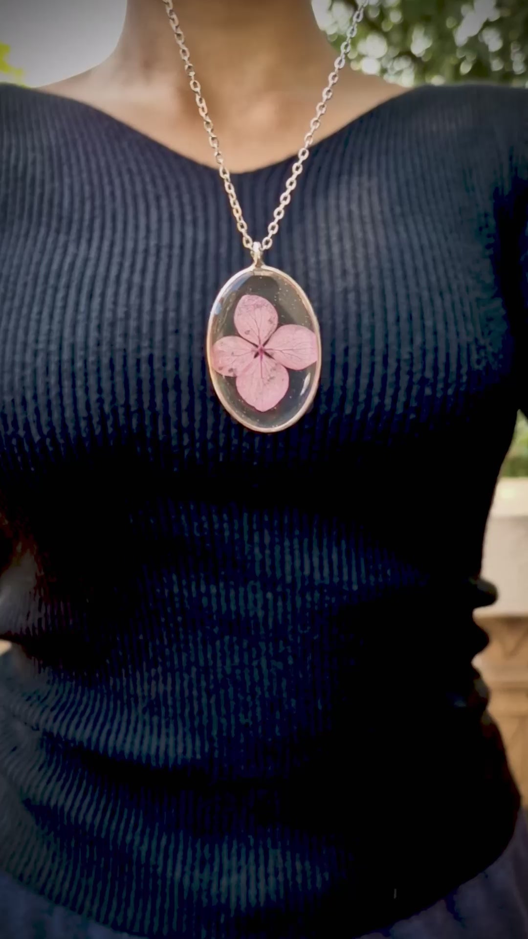 Blushing Petals Resin Necklace - Handcrafted Floral Pendant by Artclassique