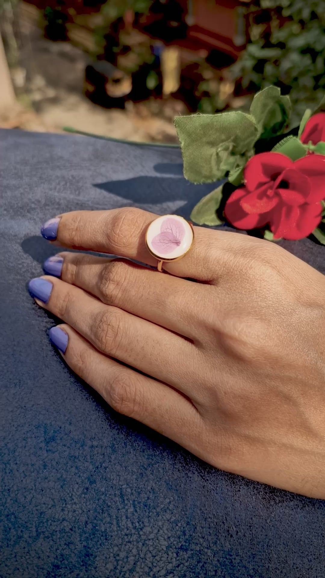 Elegant Real Flower Resin Ring – Purple Petal Design by Artclassique